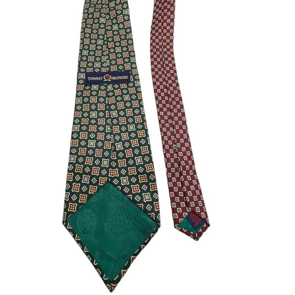 Tommy Hilfiger 1 Pair Vintage Men’s Silk Ties USA Made Imported Fabric Multicolo - Picture 4 of 13